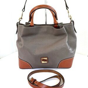 Dooney & Bourke BRENNA Elephant Gray Pebbled Leather Satchel Shoulder Bag